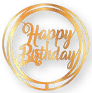ARO DE MADERA 60 CM LAM. DORADO - HAPPY BIRTHDAY / TRIPLE