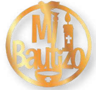 ARO DE MADERA 60 CM LAM. DORADO - MI BAUTIZO CON VELA / SENCILLO