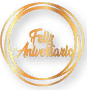 ARO DE MADERA 60 CM LAM. DORADO - FELIZ ANIVERSARIO / TRIPLE