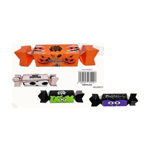 [HLLOS171] CAJA SORPRESA CARAMELO X12 UNDS - CALABAZA/ VAMPIRO/ MOMIA/ FRANKENSTEIN