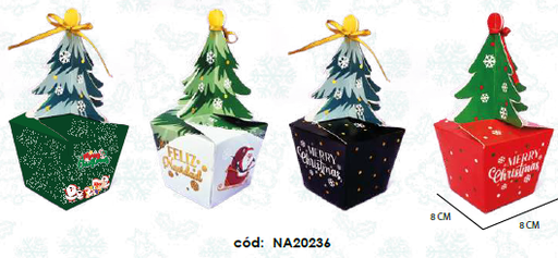 [NA20236] CAJAS CARTULINA SORPRESA ARBOLITO VERDE/ BLANCA/ AZUL/ ROJA X12 UNDS