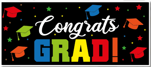 [GR20260] LONA DECORATIVA 50X100 CM CONGRATS GRAD DE COLORES