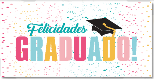 [GR20262] LONA DECORATIVA 50X100 CM FELICIDADES GRADUADO