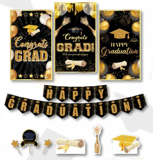 [GR20297] KIT DE PARED INGLES - HAPPY GRADUATION