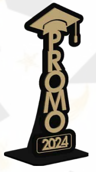 [GR20316] CENTRO DE MESA MDF 30X8 CM - PROMO 2026 NEGRO/ DORADO