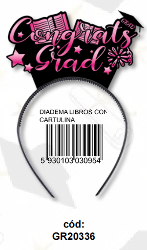 [GR20336] DIADEMA - LIBROS CONGRATS GRAD / ROSA NEON X1