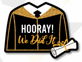 [GR20343] AFICHE MDF 60 CM - TOGA DE GRADUACION / HOORAY WE DID IT