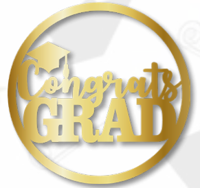 [GR20363] ARO DE MADERA 60 CM LAM. DORADO - CONGRATS GRAD