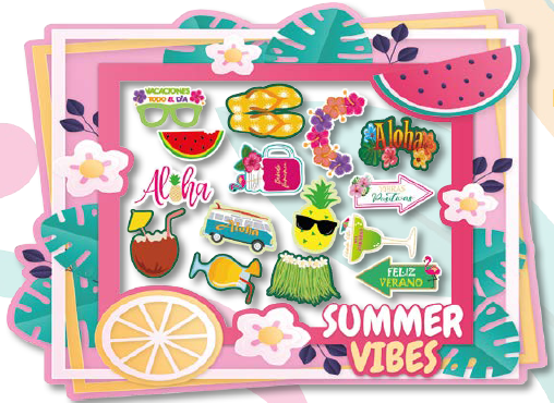 [CNV24D004] PHOTOBOOTH KRAFT 120X90 CM - SUMMER VIBES + PROPS X 12 UNDS