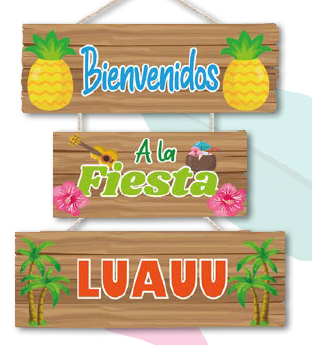 [CNV24D016] LETRERO COLGANTE KRAFT - BIENVENIDOS A LA FIESTA LUAUU