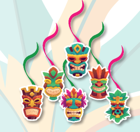 [CNV24D018] COLGANTES CARTULINA - MASCARAS TIKI X6 UNDS.