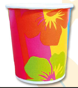 [CNV24D086] VASOS PLASTICOS FLORES CON FONDO DE COLOR X 12UNDS.