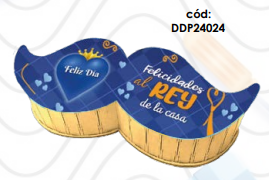 [DDP24024] CAJA MOSTACHO MDF 30X9X6 CM NATURAL - FELICIDADES AL REY DE LA CASA / AZUL