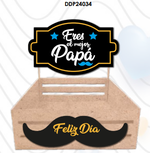[DDP24034] CAJA MDF 20X20X7 CM NATURAL CON LETREROS - ERES EL MEJOR PAPÁ