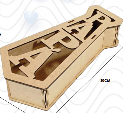 [DDP24066] CAJA NATURAL MDF 30X12X6 CM CORBATA - PAPÁ