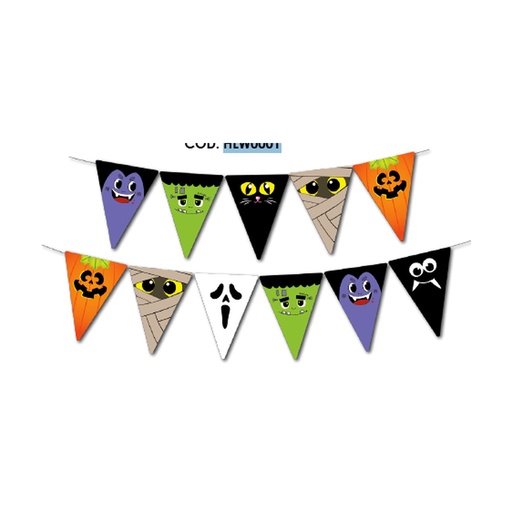 [HLW0001] BANDERIN TRIANGULAR COUCHE - CARAS DE TERROR