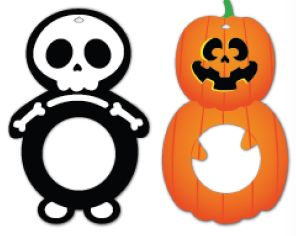 [HLW0028] PORTA ESFERA DE CARTULINA 30X19 CM - CALAVERA / CALABAZA