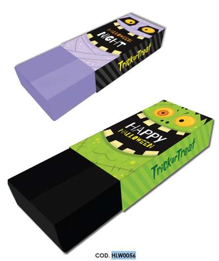 [HLW0056] CAJA CARTULINA RECTANGULAR PARA DETALLES - HALLOWEEN LILA / VERDE X2 UNDS