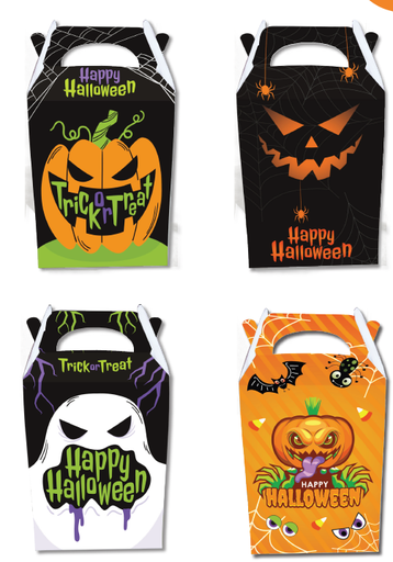 [HLW0062] CAJA SORPRESA HAPPY HALLOWEEN NARANJA / BLANCO / NEGRO X 12UNDS.