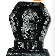 [HLW0069A] TUMBAS DE 40 CM ESPUMAFLEX - RIP CALAVERA MANO / OSCURO MOD A