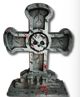 [HLW0066BSA] TUMBAS DE 40 CM ESPUMAFLEX - CRUZ RIP / SANGRIENTO MOD B