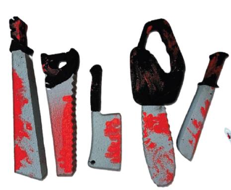 [HLW0071] JUEGO EN ESPUMAFLEX DE ARMAS HALLOWEEN X 5 PIEZAS