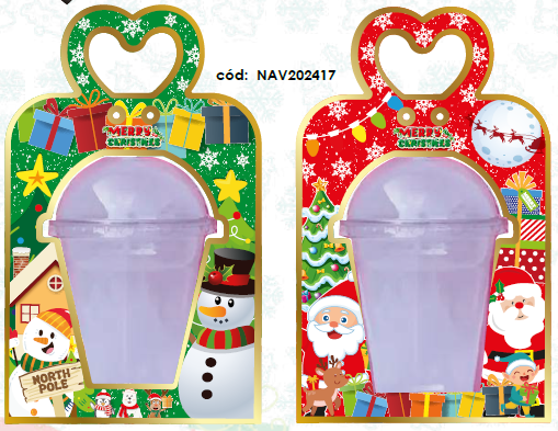 [NAV202417] PORTA VASO DE CARTULINA - MERRY CHRISTMAS VERDE / ROJO X10 UNDS