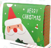 [NAV202446] CAJA CARTULINA RECTANGULAR ARMABLE 19X30 CM - PAPA NOEL CON FONDO VERDE