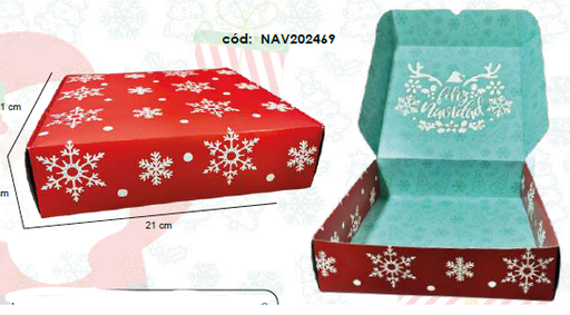 [NAV202469] CAJA CARTULINA ARMABLE CON FRASE - FELIZ NAVIDAD / ROJO
