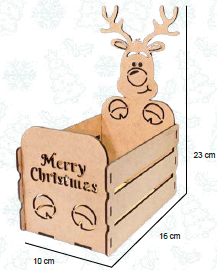 [NAV202484] CAJA MDF 10X16X23 CM NATURAL - RENO MERRY CHRISTMAS