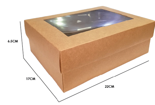 [SV25D79] CAJA CARTULINA KRAFT RECTANGULAR CON TAPA X1 UND 22X17X6.5 CM + ACETATO