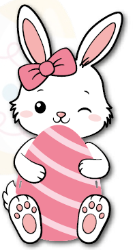 [PAS25HK30] HUEVO KINDER DE PASCUA MDF 17X5CM - CONEJA CON LACITO ROSA