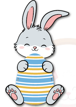 [PAS25HK31] HUEVO KINDER DE PASCUA MDF 17X5CM - CONEJA CON LACITO CELESTE