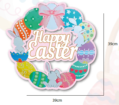 [PAS25CL35] COLGANTE MDF 39X39CM - CORONA DE PASCUA CON HUEVOS