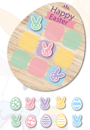 [PAS253R38] JUEGO 3 EN RAYA MDF - HAPPY EASTER