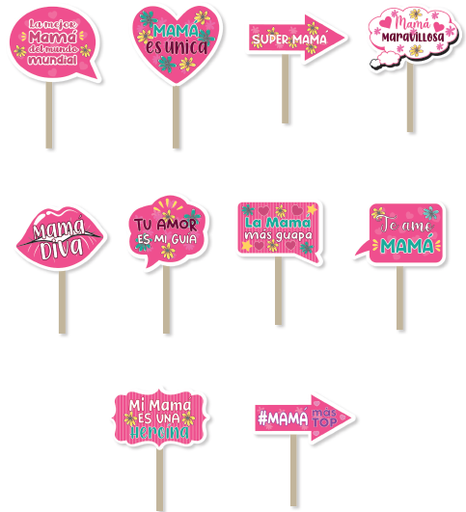 [DM25M18] PROPS CARTULINA FELIZ DIA MAMA X 10 UNDS