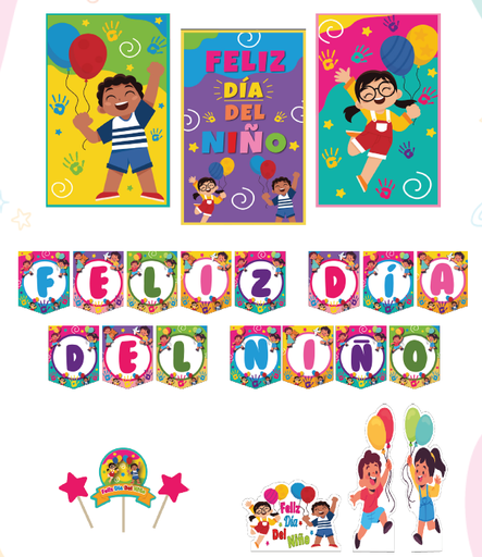 [DDÑ25K02] KIT DE PARED -NIÑOS CON GLOBOS