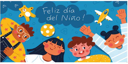 [DDÑ25L07] LONA DECORATIVA 100X50CM - FELIZ DIA DEL NIÑO / NIÑOS JUNTOS