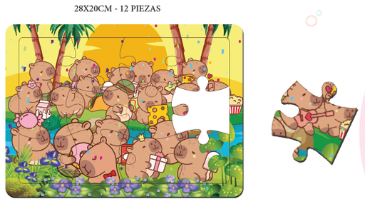 [DDÑ25R24] ROMPECABEZA MDF 28X20CM - CAPIBARA 12 PZAS
