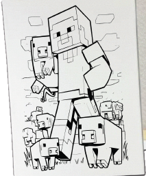 [DDÑ25LM45] KIT PINTURA DE LIENZOS 20X30CM - MINECRAFT CON CERDITOS