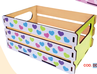 [DDÑ25CD75] CAJA PARA DETALLES MDF 10X15X9CM - VERDE CON CORAZONES