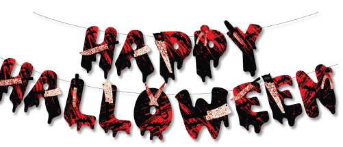 [HLW25GT01] GUIRNALDA JUMBO CARTULINA - HAPPY HALLOWEEN - NEGRO/ ROJO