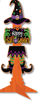 [HLW25SB15] SEÑALETICA MDF 90 CM - GORRO DE BRUJA / HAPPY HALLOWEEN