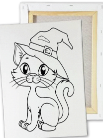 [HLW25LG32] LIENZO 20X30 CM - GATO CON SOMBRERO