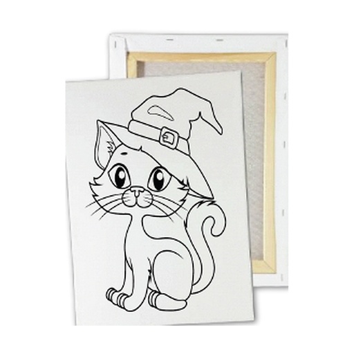 [HLW25LG32] LIENZO 20X30 CM - GATO CON SOMBRERO