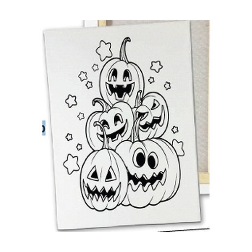 [HLW25KLC30] KIT PINTURA EN LIENZO 20X30 CM - CALABAZA CON ESTRELLAS