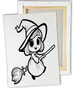 [HLW25KLB31] KIT PINTURA EN LIENZO 20X30 CM - BRUJA CON ESCOBA