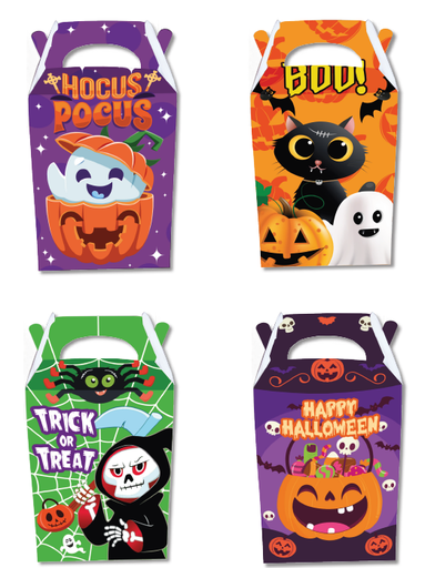 [HLW25CS51] CAJA SORPRESA HAPPY HALLOWEEN 2025 LILA / VERDE / NARANJA X 12UNDS.