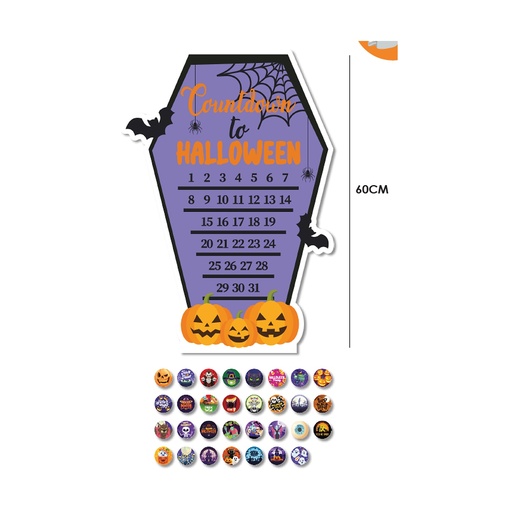 [HLW25CH56] CONTEO REGRESIVO 60 CM MDF - HALLOWEEN + 31 STICKERS ADHESIVOS
