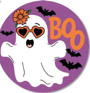 [HLW25CB58] COLGANTES 40 CM MDF - FANTASMA CON GAFAS CORAZON